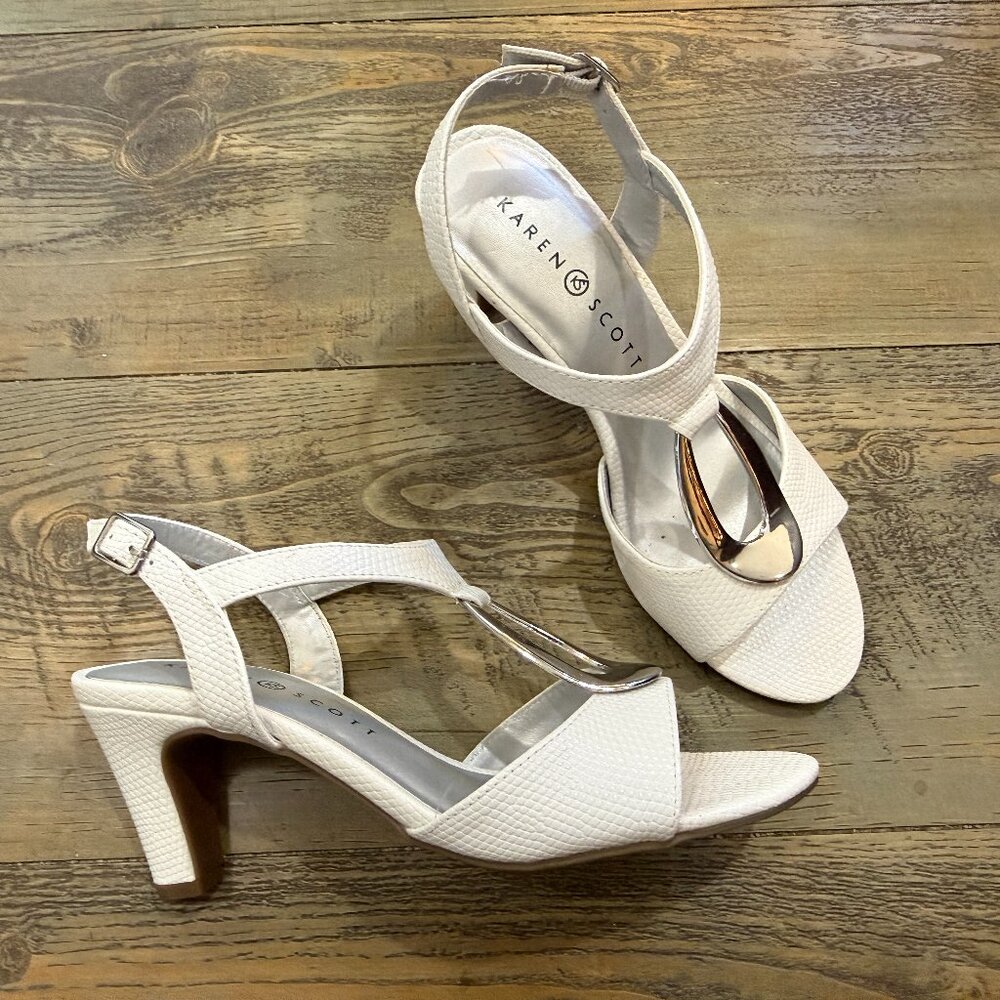 Karen Scott "Danee" white t-strap slingback heels Size 7